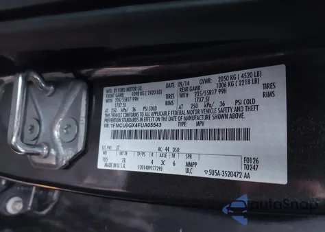 2015 Ford Escape Se from USA, damaged, VIN 1FMCU0GX4FUA05543